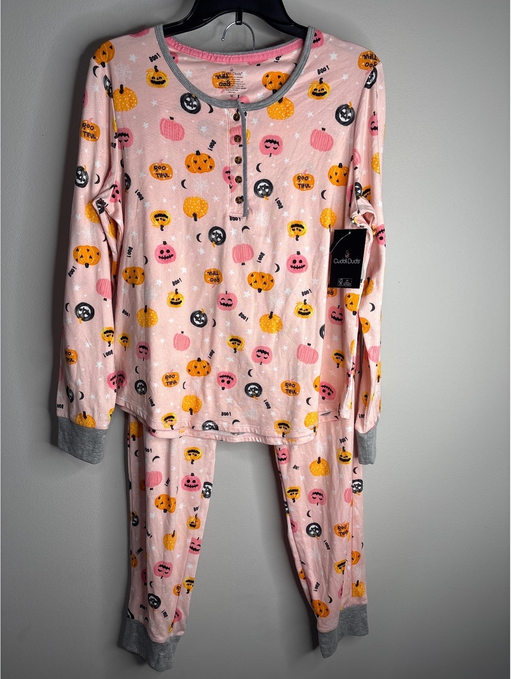 Cuddl Duds Women's Medium Halloween Pumpkin Print Pajama Set